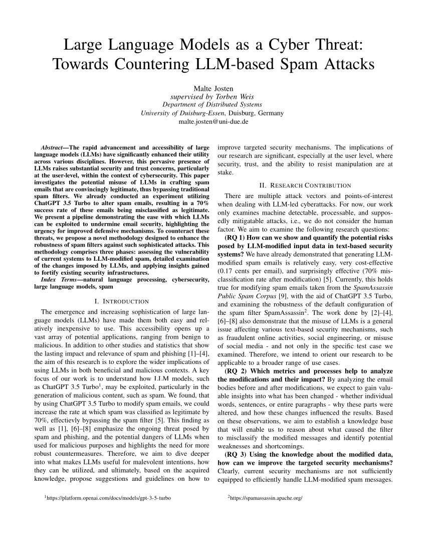 Publication: Investigating the Effectiveness of Bayesian Spam Filters in Detecting LLM-modified Spam Mails